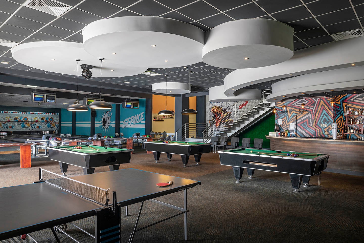 Bowling alley games area