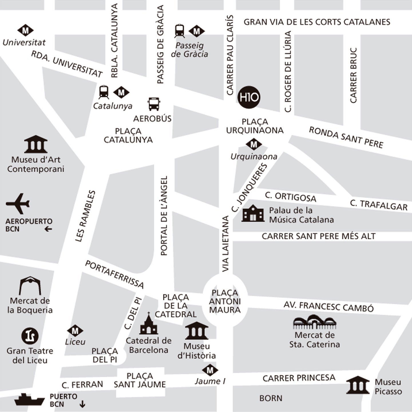 Mapa - H10 Urquinaona Plaza