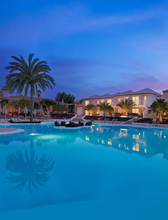 Swimming pool at dusk