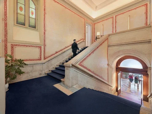 Close-up of the hotel stairs