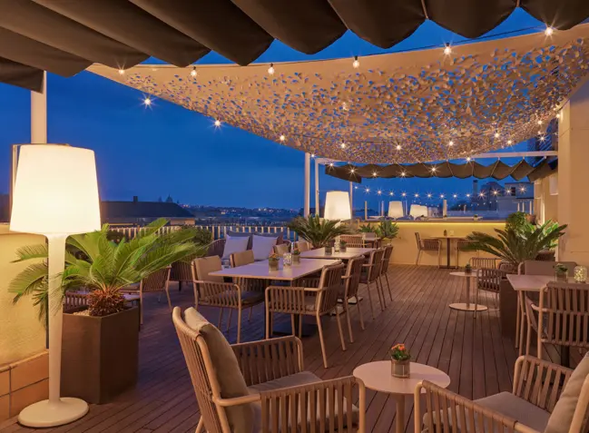 Twenty One terrace, with views of the city