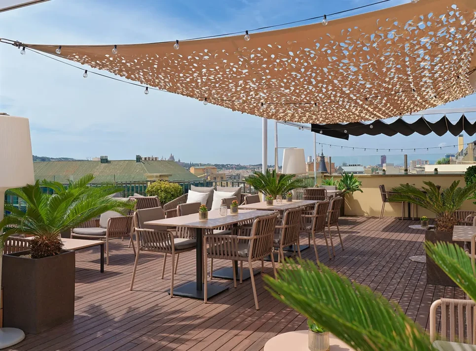 Twenty One terrace, with views of the city